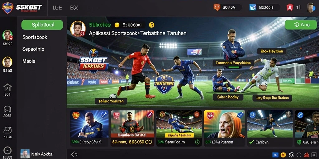 Tampilan menarik dan interaktif dari gameplay Sportsbook 55KBET.