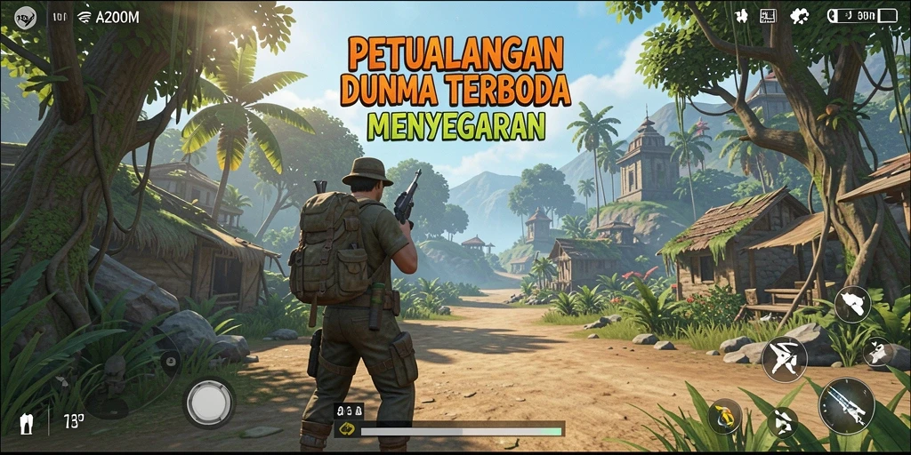 Tampilan gameplay A200M dengan dunia terbuka yang kaya dan interaktif.