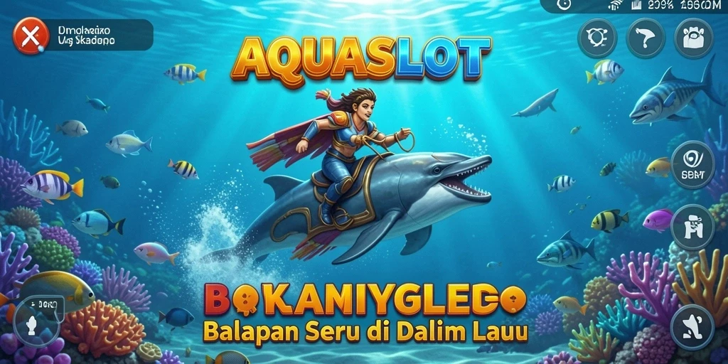 Gameplay seru di AQUASLOT menunjukkan balapan bawah laut yang menegangkan.