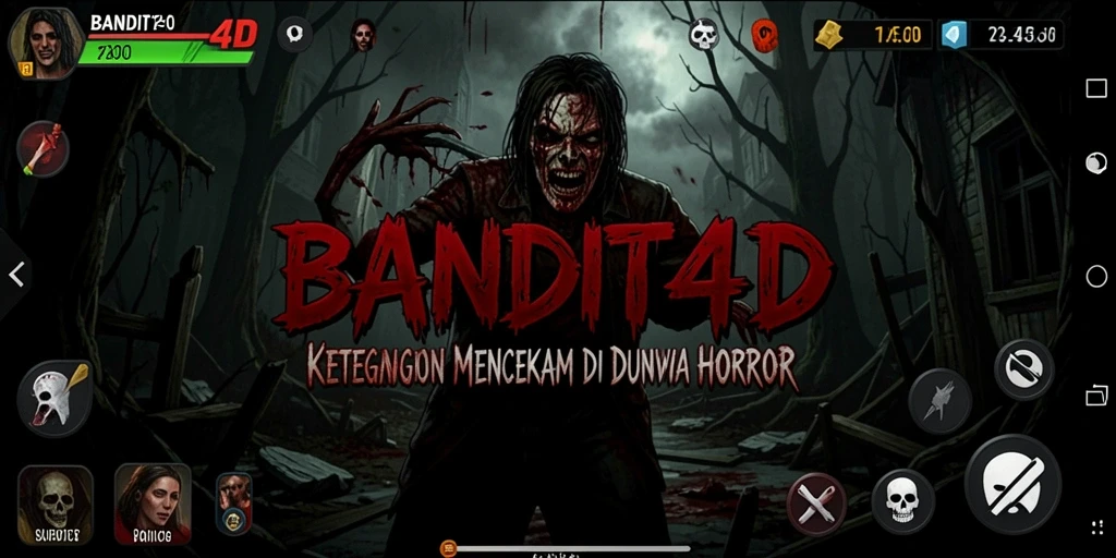 Tampilan gameplay BANDIT4D dengan suasana Horror yang mencekam.