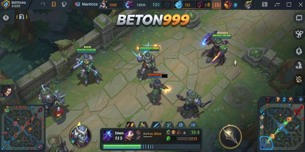 Tampilan seru dari gameplay BETON999 di arena pertempuran MOBA.