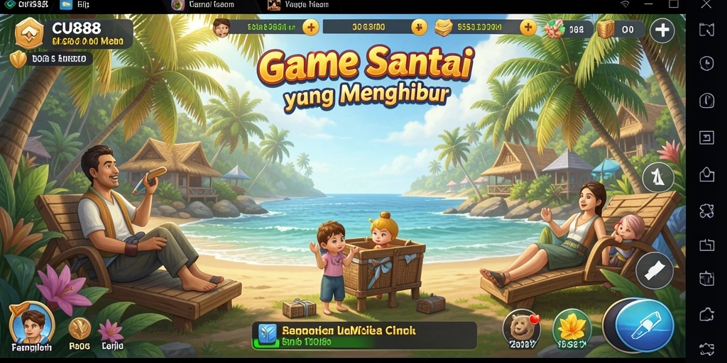 Tampilan gameplay CU888 yang penuh warna dan menghibur.