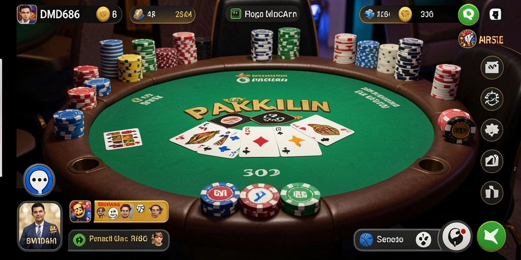 Tampilan grafis permainan Poker dalam DMD686 yang menegangkan.