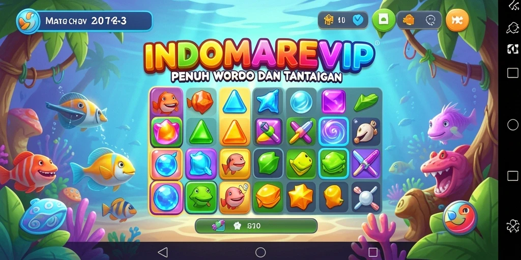 Tampilan gameplay seru INDOMAREVIP yang penuh warna dan tantangan Match-3.