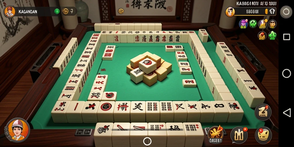 Tampilan gameplay KAGANDAN dengan ubin Mahjong berwarna-warni dan menantang.