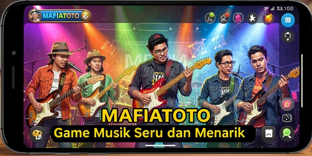 Tampilan gameplay MAFIATOTO dengan berbagai lagu dan tantangan musik.