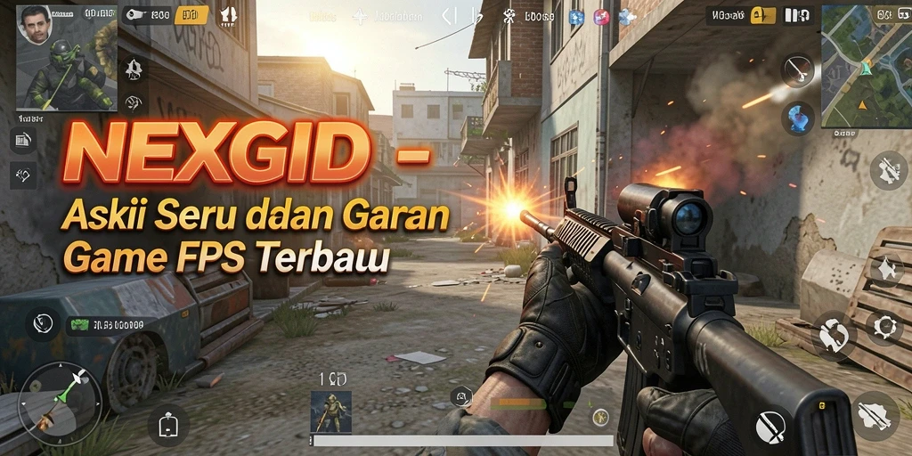 Screenshot gameplay NEXGID menunjukkan pertarungan seru dalam arena FPS.