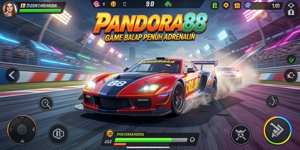Gameplay balap yang mendebarkan dalam PANDORA88 dengan mobil dan trek yang menakjubkan.