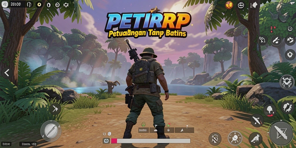 Screenshot gameplay PETIRRP menampilkan eksplorasi dunia terbuka yang kaya.