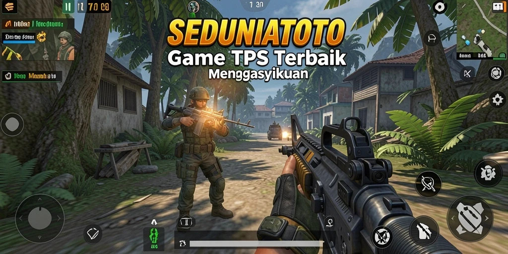 Tangkapan layar utama menampilkan aksi seru dalam permainan TPS.