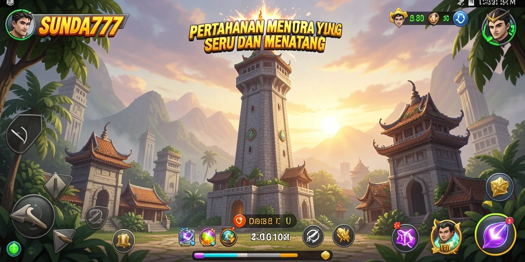 Tampilan gameplay SUNDA777 yang menegangkan dan penuh aksi dalam Tower Defense.