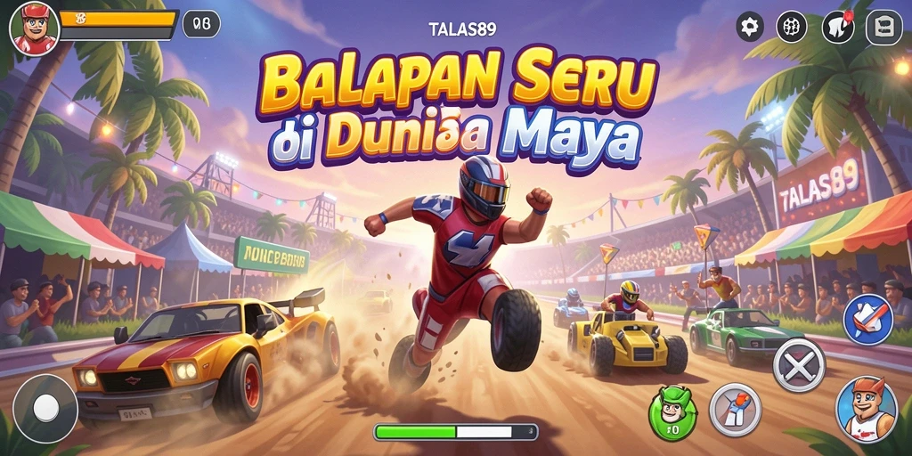 Screenshot menampilkan aksi balapan yang mendebarkan di TALAS89.