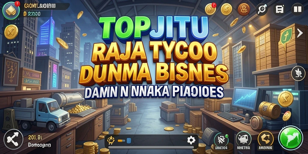 Tampilan gameplay seru dalam TOPJITU yang menggambarkan manajemen bisnis.
