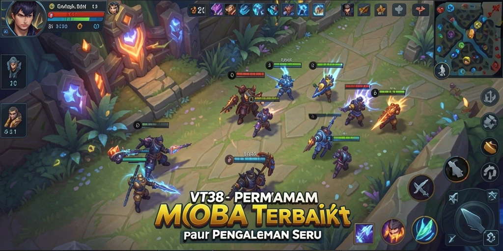 Tampilan screenshot VT38 yang menampilkan gameplay seru MOBA.