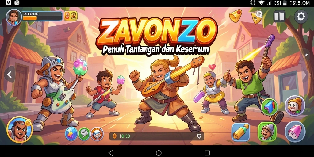 Screenshot gameplay ZAVONZO menampilkan aksi seru di arena arcade.